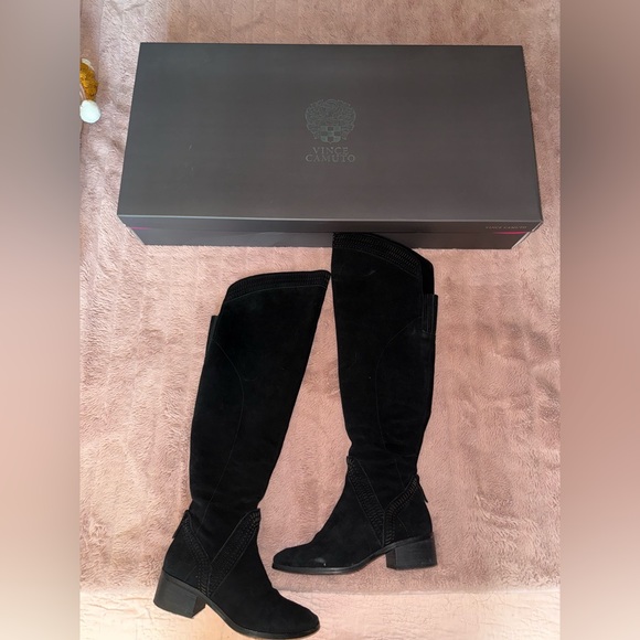 Vince Camuto Karinda Black Suede Over the Knee Boots - Picture 1 of 6